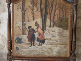 Vente aux enchères Ecran de cheminée ornée d'une huile sur toile signée Marx, "ballade d'