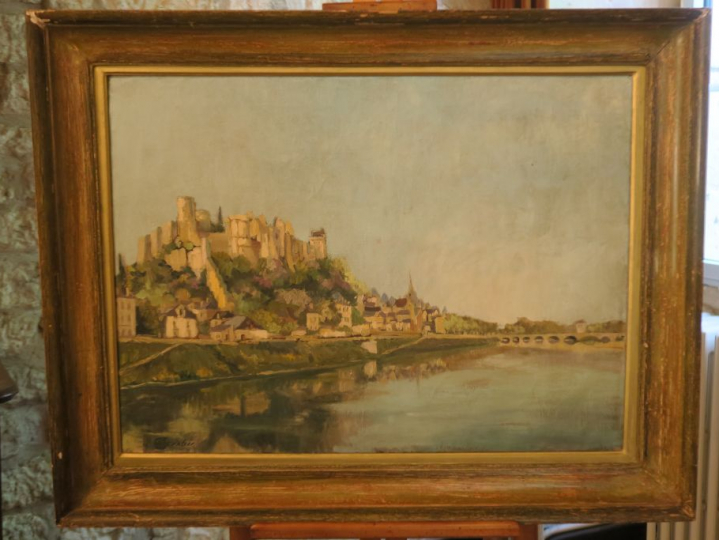 CHEVALIER. "vue de Béziers". Huile sur toile signée en bas à gauche. D