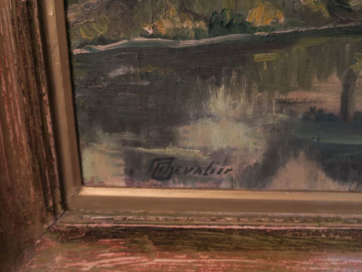 CHEVALIER. "vue de Béziers". Huile sur toile signée en bas à gauche. D