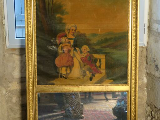 Trumeau XIXème de style Louis XVI ornée d'une huile sur toile "jeune m