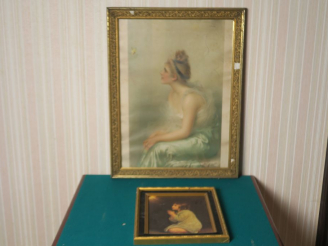 Vente aux enchères Reproduction "jeune fille au papillon" d'après Corcos. Chromo "enfant 