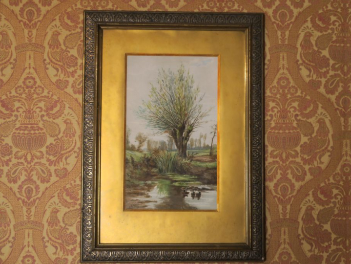 ALLONGE. "Paysages lacustres". Paire d'aquarelles signées en bas à gau