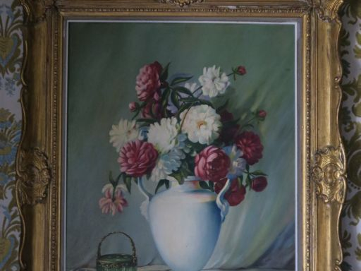 LACOMTE. "nature morte aux bouquets".  Huile sur toile signée en bas à