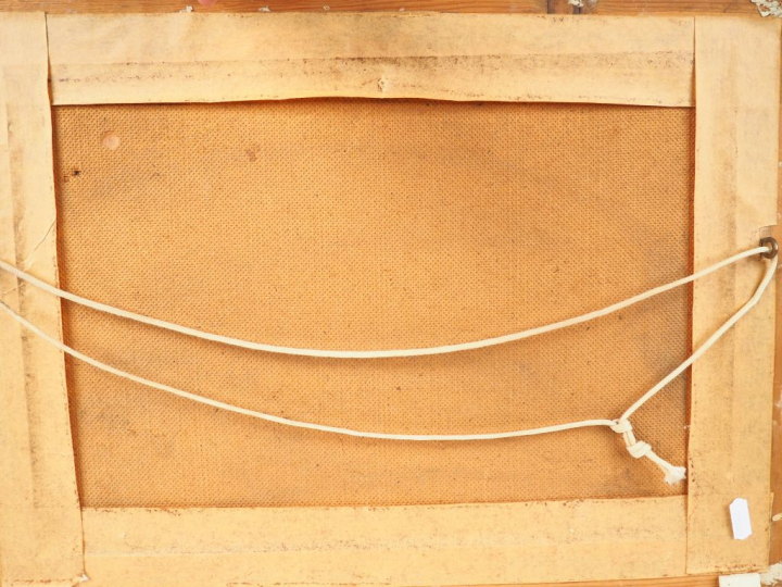 F. BERNARD. "Navire dans la rade de Toulon" Huile sur panneau, signée 