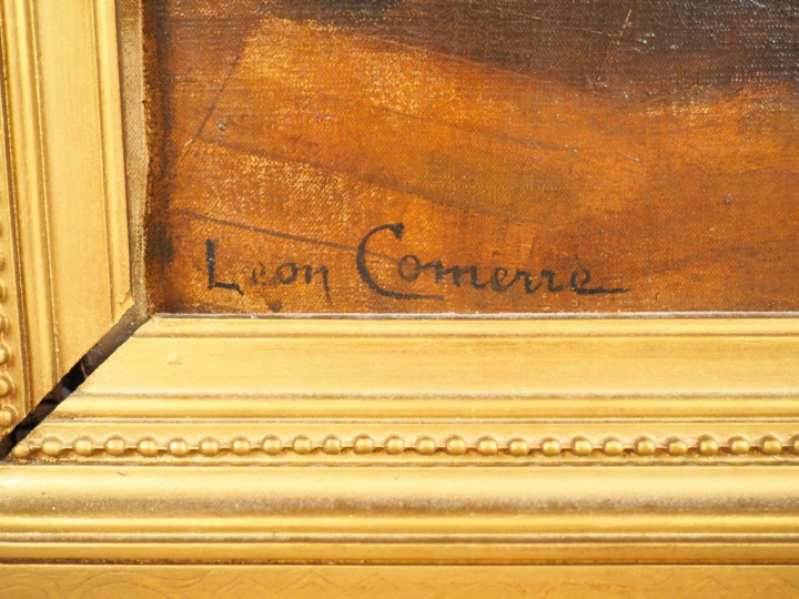 Léon COMMERE. "Jeune fille au bal masqué". Huile sur toile, signée en 