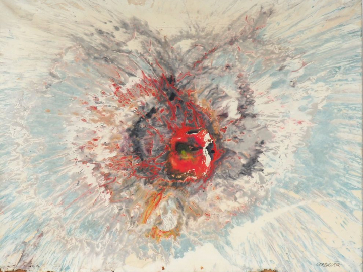 Yves CORBASSIERE. "composition". Huile sur toile signée en bas à droit