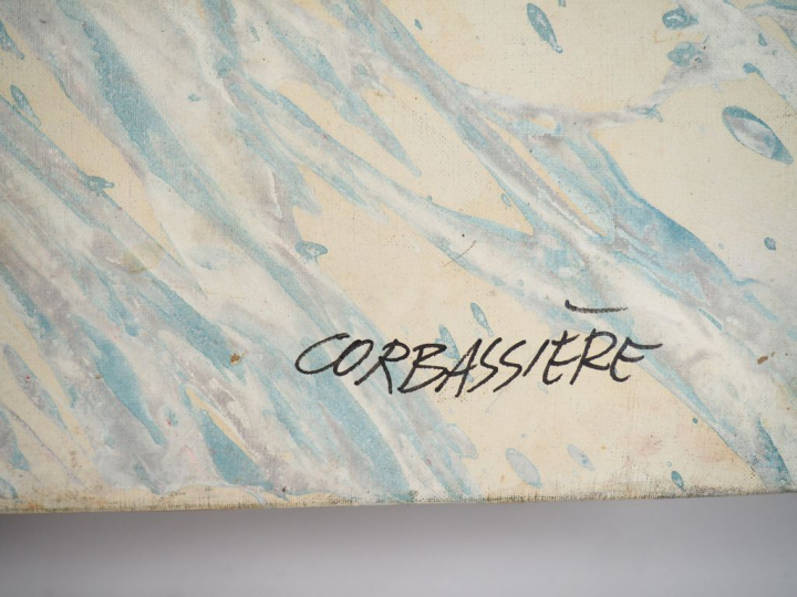 Yves CORBASSIERE. "composition". Huile sur toile signée en bas à droit