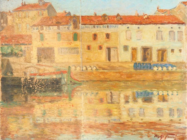 Alphonse FAURE. "Toulouse, les quais de la Garonne". Huile sur toile, 