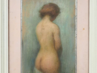 Vente aux enchères E. FERRIER.  "Nue de dos". Pastel, signé en bas à droite et daté 1939 