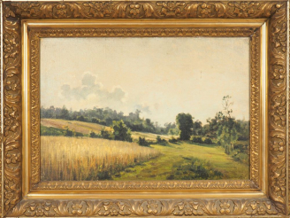Vente aux enchères Gustave GARAUD. "La campagne en été". Huile sur toile, signée en bas à