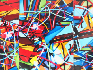 Vente aux enchères GLACHNER. "Eclats" Tryptique. Dim. de chaque panneau :  60 x 45 cm