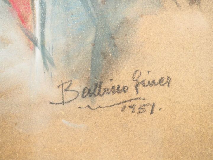 Balbino GINER. "Portrait de jeune garçon". Pastel, signé en bas à droi