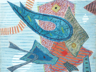 Vente aux enchères Henri GOETZ. "Nature morte abstraite". Pastel à l'huile sur toile, sig