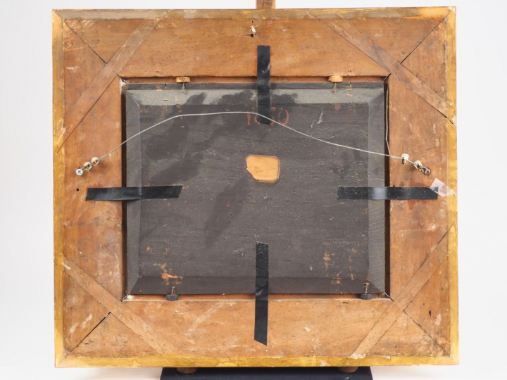 Alexandre GUILLEMIN. "Le vendeur d'estampes" Huile sur panneau, signée