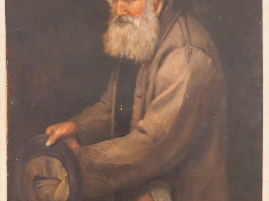 HARISSON. "portrait de vieillard" Grande huile sur toile, signée en ha