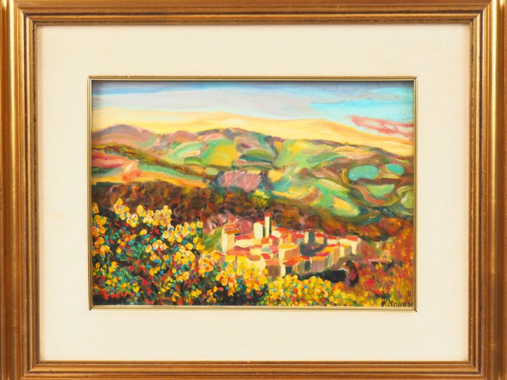 Patrick JOURDE.  "Auribeau sur Siagne" Huile sur toile, signée en bas 