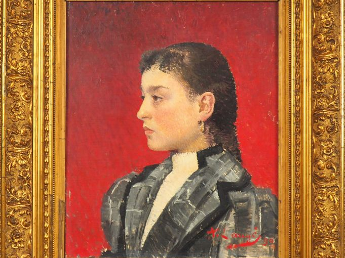 Achille LAUGÉ (1861-1944)/RC "Portrait de Jeanne Sarraut" Huile sur to