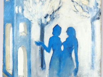 Vente aux enchères LEBIE. "jeunes femmes" Huile sur toile, signée en bas à droite Dim. 88