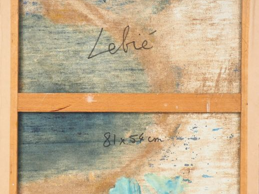 LEBIE. "Vert Laine" . Huile sur toile, signée en bas à droite . Dim. 8