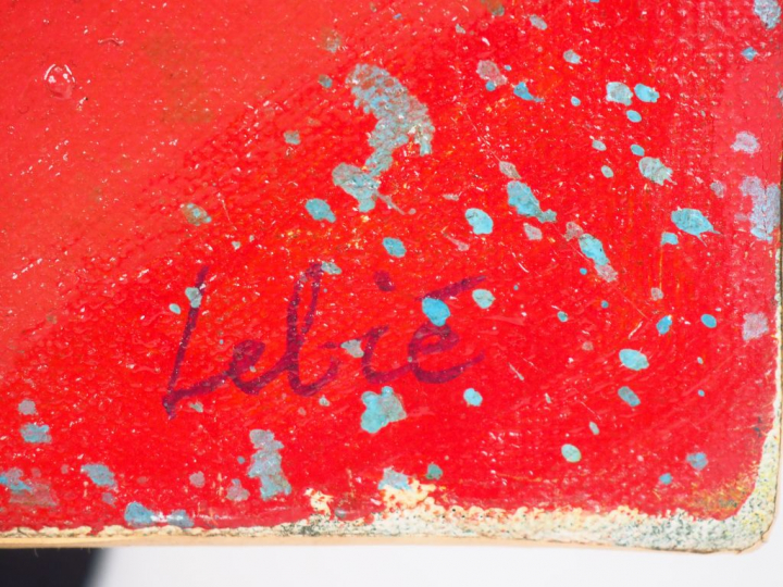 LEBIE. "Broyer du noir". Huile sur toile, signée en bas à droite. Dim.