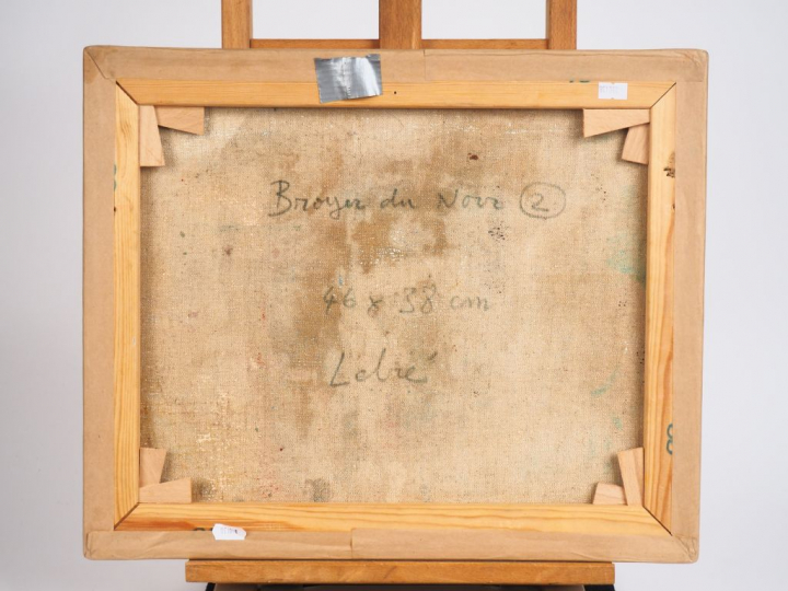 LEBIE. "Broyer du noir". Huile sur toile, signée en bas à droite. Dim.