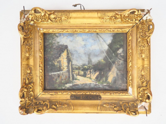 Vente aux enchères Paul LOUCHET.  "Noyers sur Serein" Huile sur carton, signée située et 