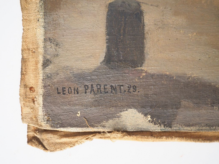 Léon PARENT. "les quais de Seine à Paris" Huile sur toile, signée en b