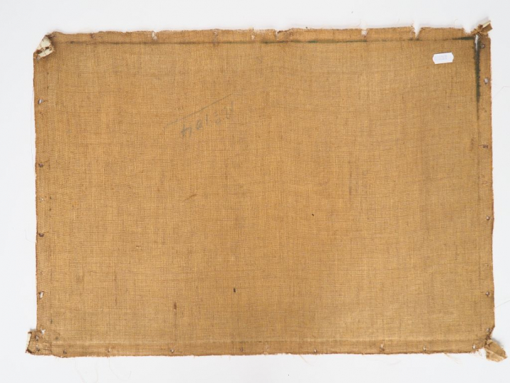 Léon PARENT. "péniches" Huile sur toile, signée en bas à gauche et dat