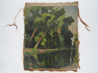 Vente aux enchères Léon PARENT. "bord de rivière" Huile sur toile, signée en bas à gauche