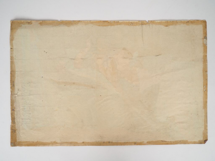 Léon PARENT. "jeune fille à la lecture" Aquarelle, signée en bas à dro