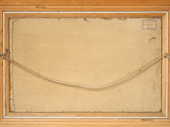 PERROT. "Port de pêche en Espagne". Huile sur isorel, signée en bas à 