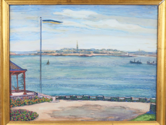 Vente aux enchères Jean PESKE. "Bord de fleuve" Aquarelle gouachée, signée en bas à droit