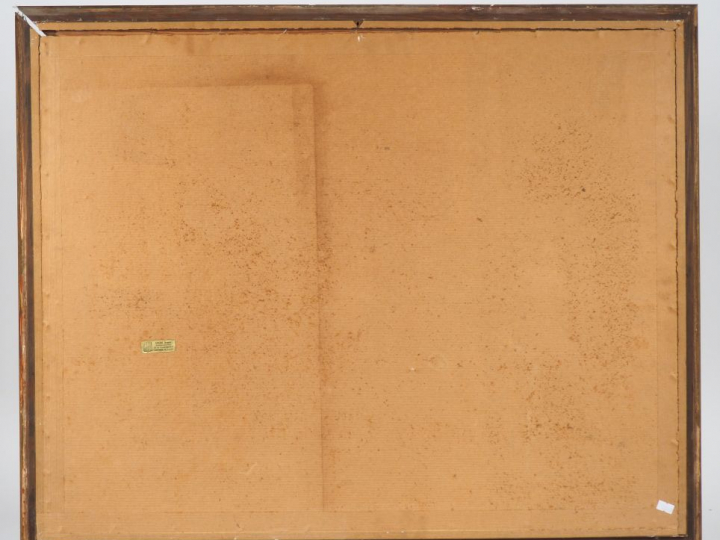 Jean PESKE. "Bord de fleuve" Aquarelle gouachée, signée en bas à droit