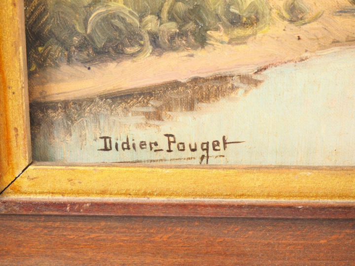 Didier POUGET. "le château de Montfort" Huile sur toile signée en bas 