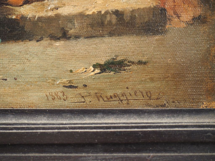 Pasquale RUGGIERO. "Les bambins". Huile sur toile, signée en bas à dro