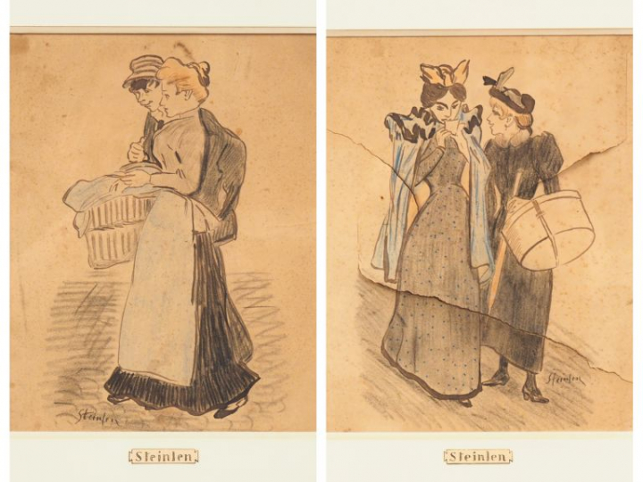 Théophile Alexandre STEINLEN.  "Le jeune homme et la blanchisseuse" De