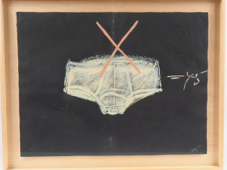 Vente aux enchères TAPIES.  Lithographie hors commerce signée en bas à gauche. Dim. 58 x 