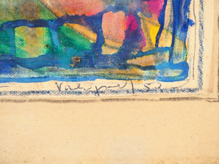 Pierre VALIGNAT. "Jeu de couleur". Aquarelle, signée en bas à droite e