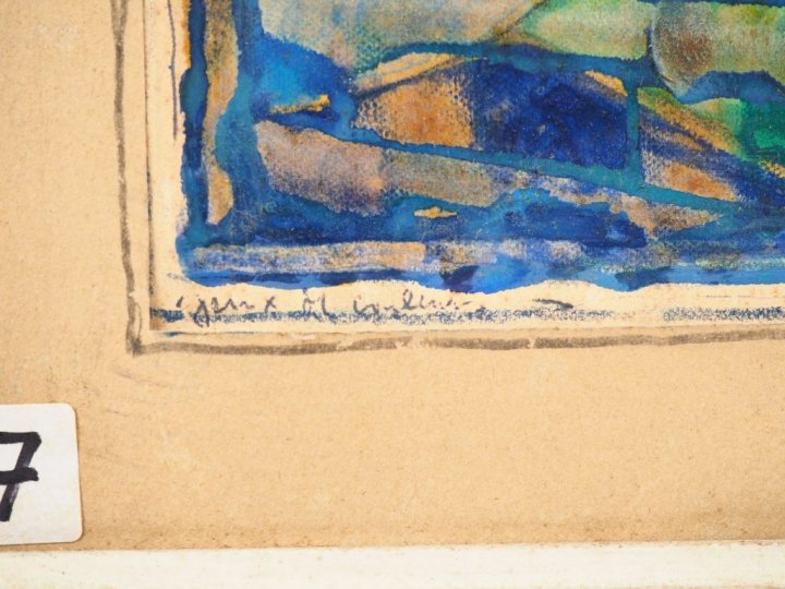 Pierre VALIGNAT. "Jeu de couleur". Aquarelle, signée en bas à droite e