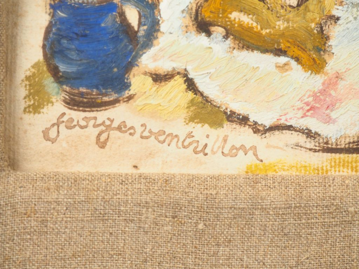 G. VENTRILLON. "Baigneuse" Gouache, signée en bas à gauche. Dim. 29 x 