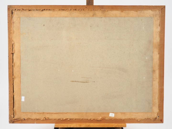 G. VENTRILLON. "Baigneuse" Gouache, signée en bas à gauche. Dim. 29 x 