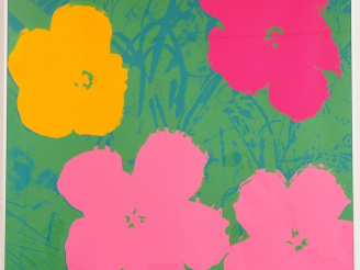 Vente aux enchères Andy WARHOL.  "Fleurs". Impression en couleur. Published by Sunday by 