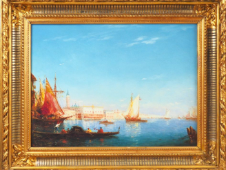 Vente aux enchères Ecole française XIXème. "Venise le Grand Canal" Huile sur toile Dim. 5