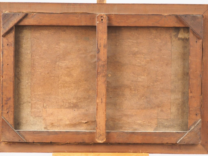 Ecole française XIXème. "paysage au moulin". Huile sur toile, signée e