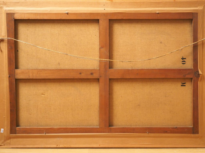 Ecole française XIXème. "pêcheurs sur la lagune" Huile sur toile Dim. 