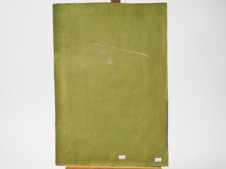 Ecole française fin XIXème. "Le voilier" Huile sur  toile  Dim. 54,5  