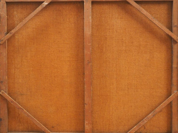 Ecole française XXème. "Bergère et son troupeau de chèvres" Huile sur 