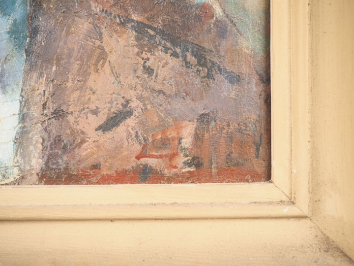 Ecole française XXème. "portrait d'homme" Huile sur carton, signée en 