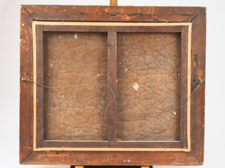 Ecole française XXème. "Table dressée". Huile sur toile, signée en bas