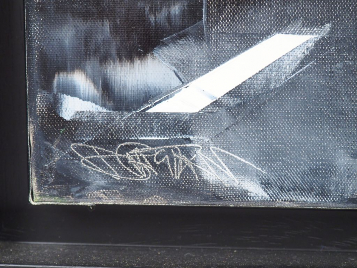 Ecole française XXème. "New-York la nuit" Huile sur toile, signée en b